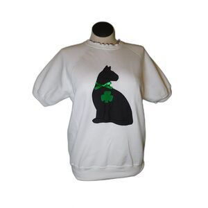 Vintage Lee short sleeve shirt pullover sweatshirt  lucky black cat L/XL